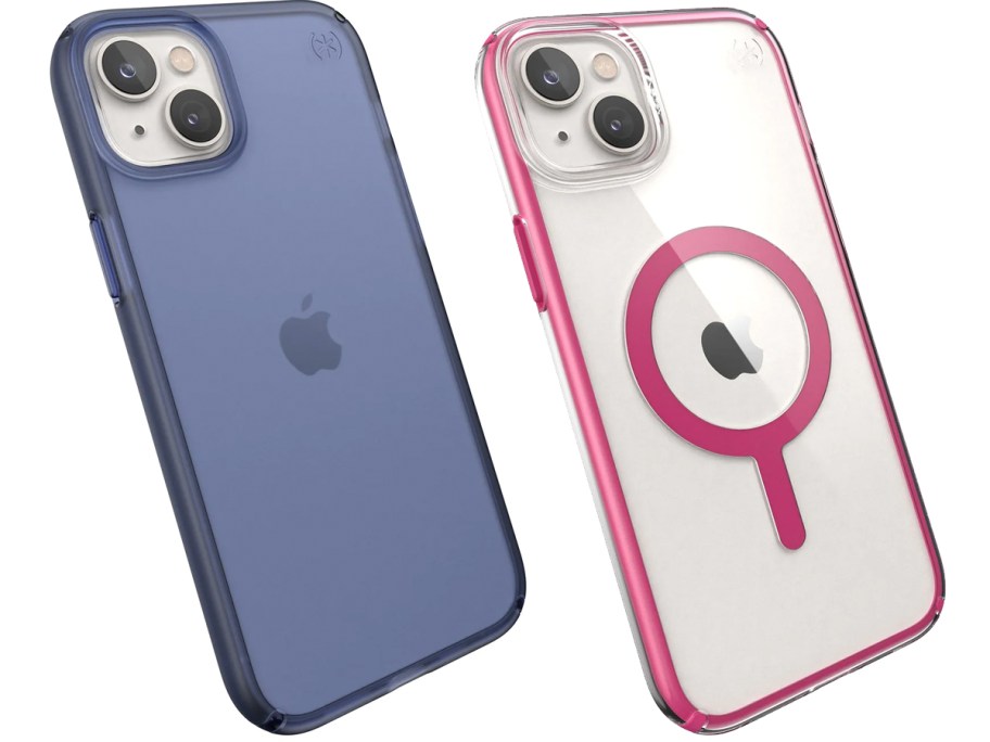 blue and clear/pink iPhone cases