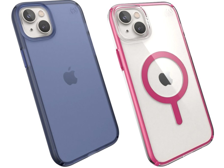 blue and clear/pink iPhone cases