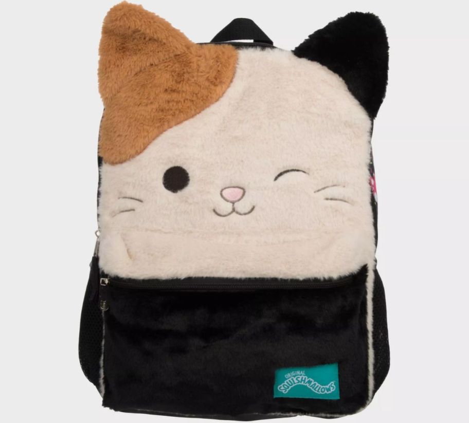 a squishmallows shaped fuzzy back pack