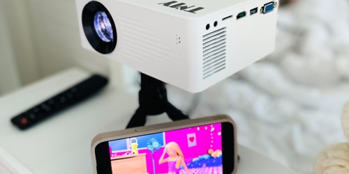 Indoor/Outdoor Mini Projector w/ Tripod Only $47.99 Shipped on Amazon (Regularly $120) | Works with iPhone, TVs & More!
