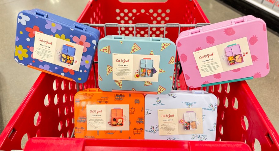 Target cart filled with bento boxes