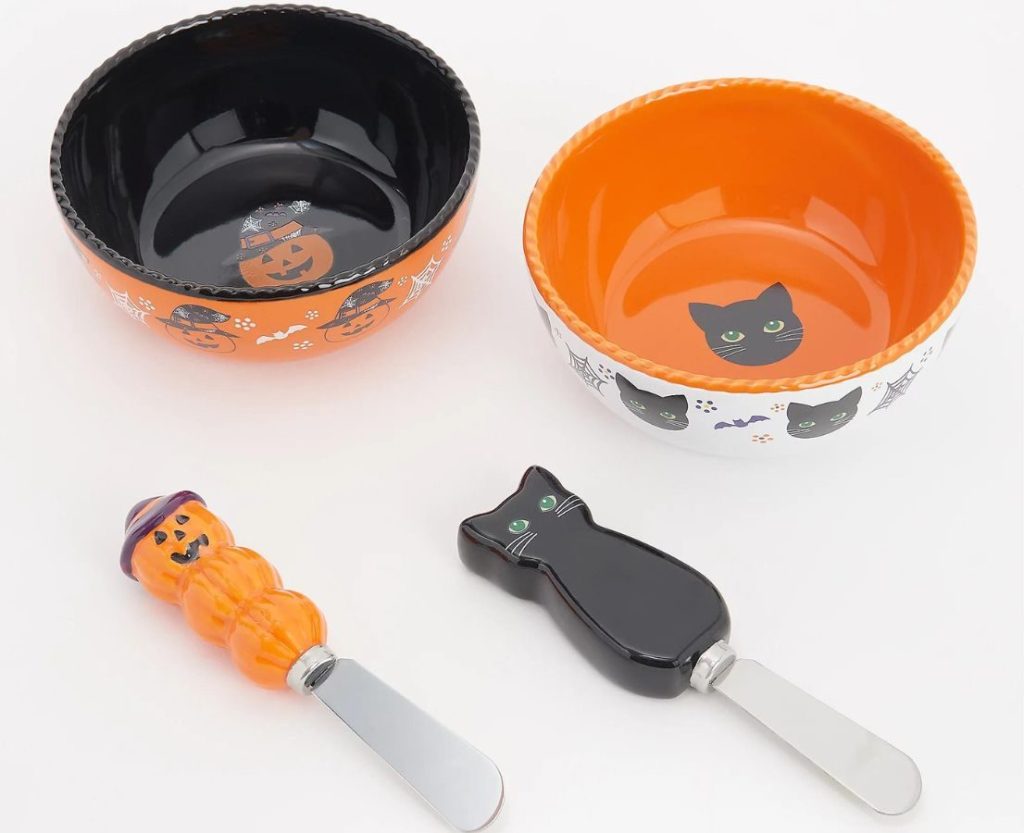 2 Temp-tations Halloween Bowls and Matching Spreaders