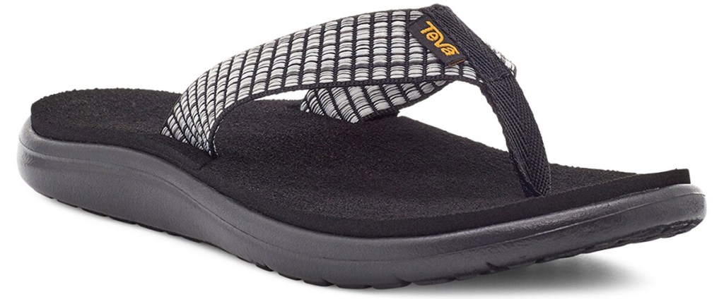 black and white teva flop flop