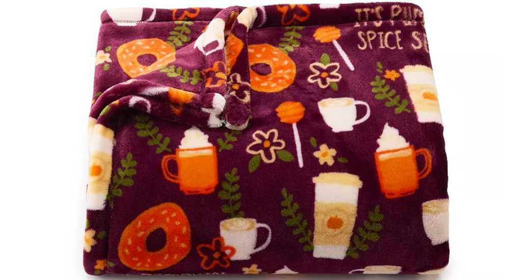 pumpkin spice latte printed throw blanket