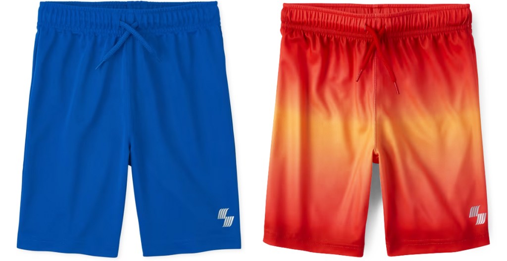 blue and red pairs of shorts