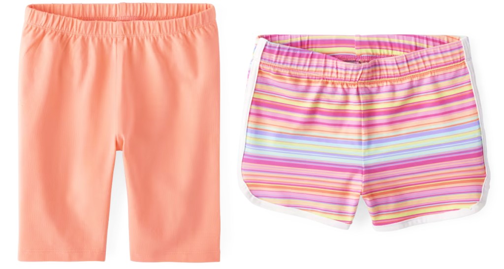 orange and pink pairs of shorts