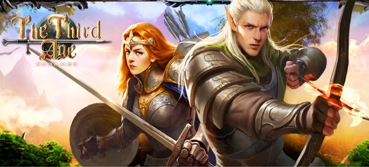 The Third Age RPG promo picture depicting elfs with weapons