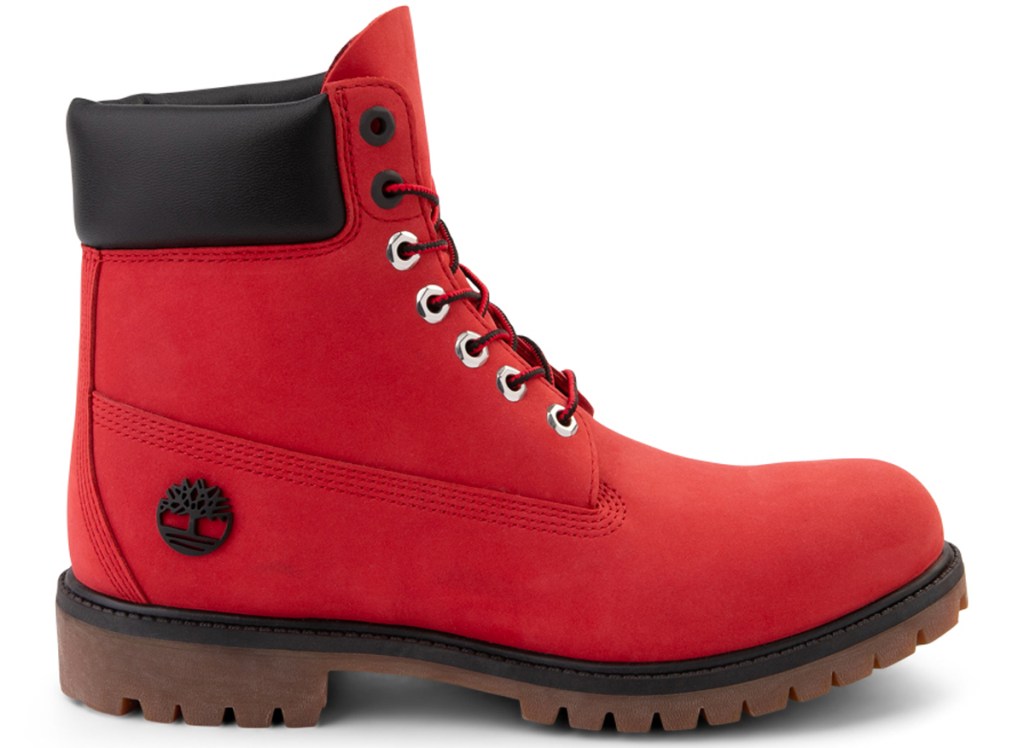 red and black timberland men's boot