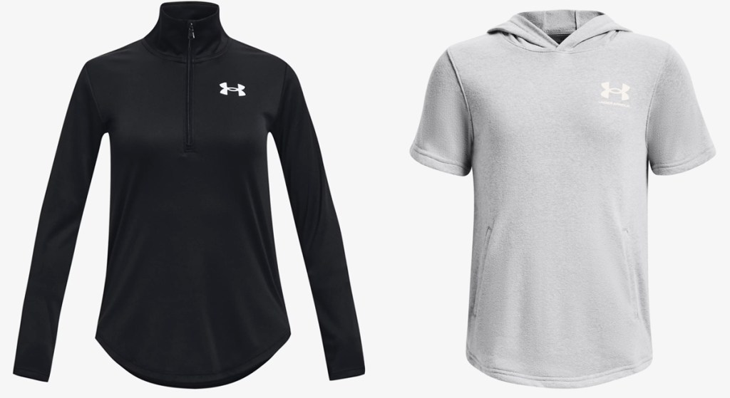 black and light grey under armour hoodies