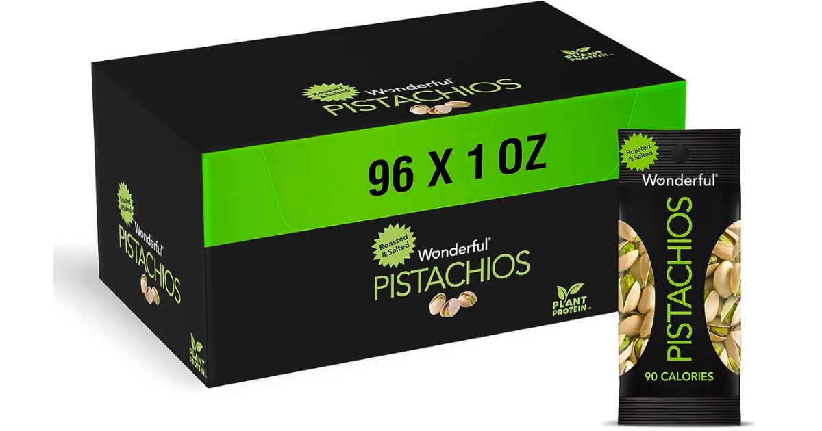Wonderful Pistachios Roasted Salted Nuts 1oz Bags 96-Count stock image