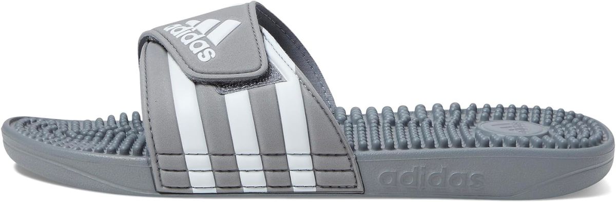 adidas Unisex Adult Adissage Slides Sandal in gray and white
