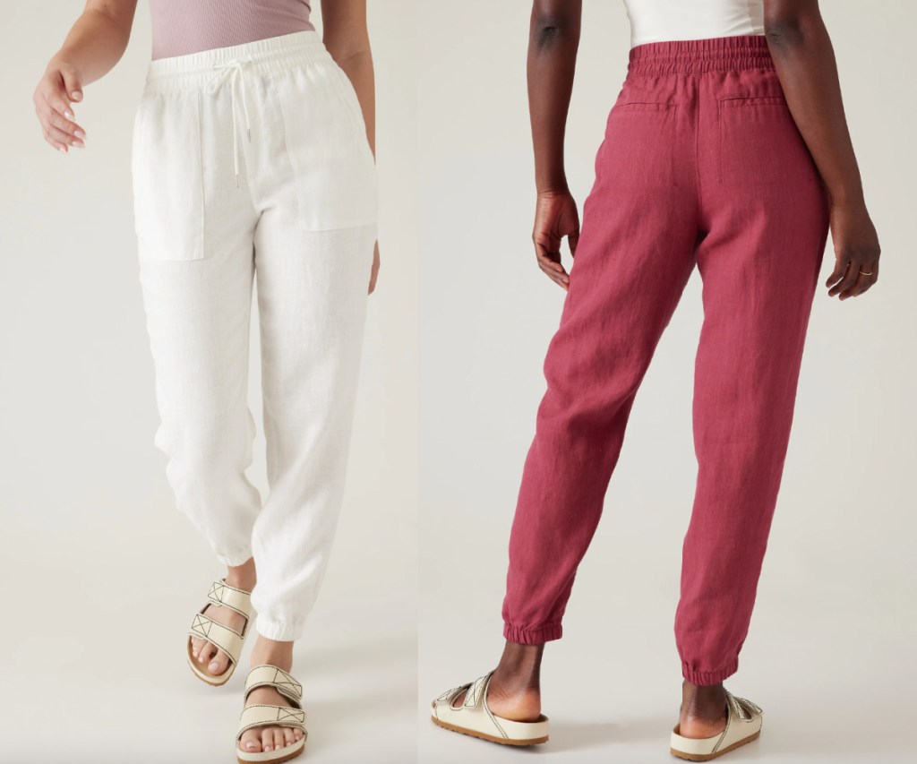 white and maroon joggers 