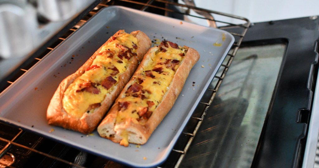 bacon and egg bread boat sin the oven