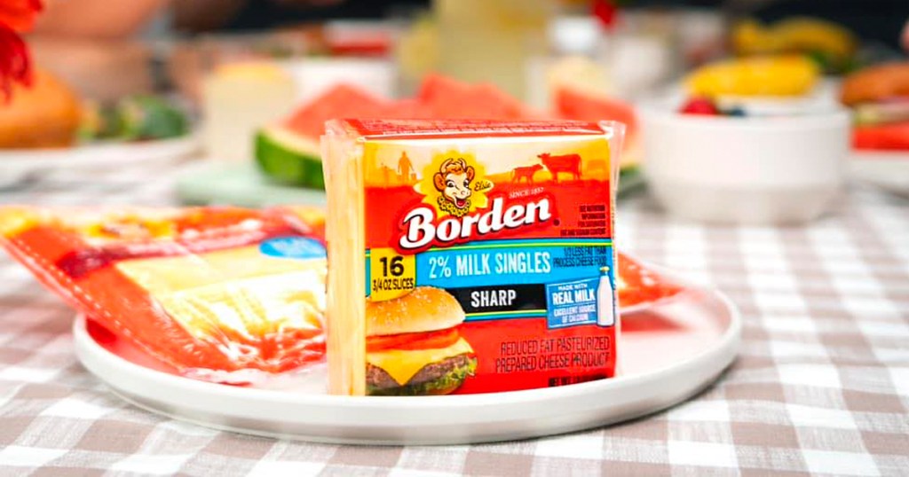 borden cheese singles pack on plate