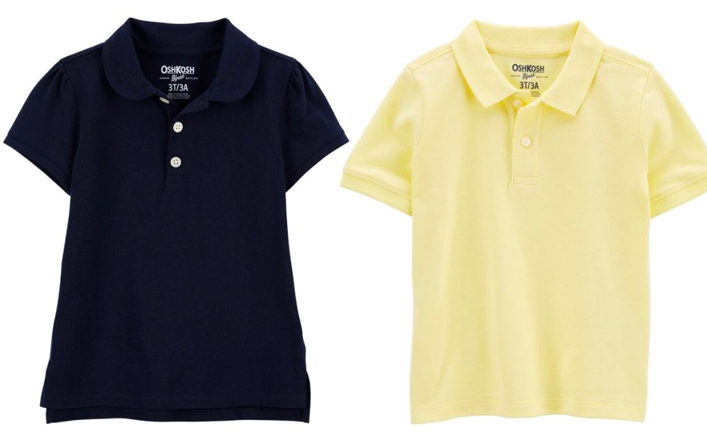 blue and yellow toddler polos
