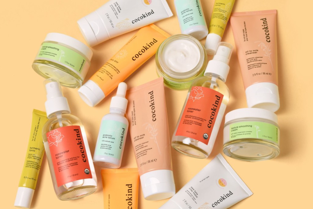 pile of cocokind skincare products
