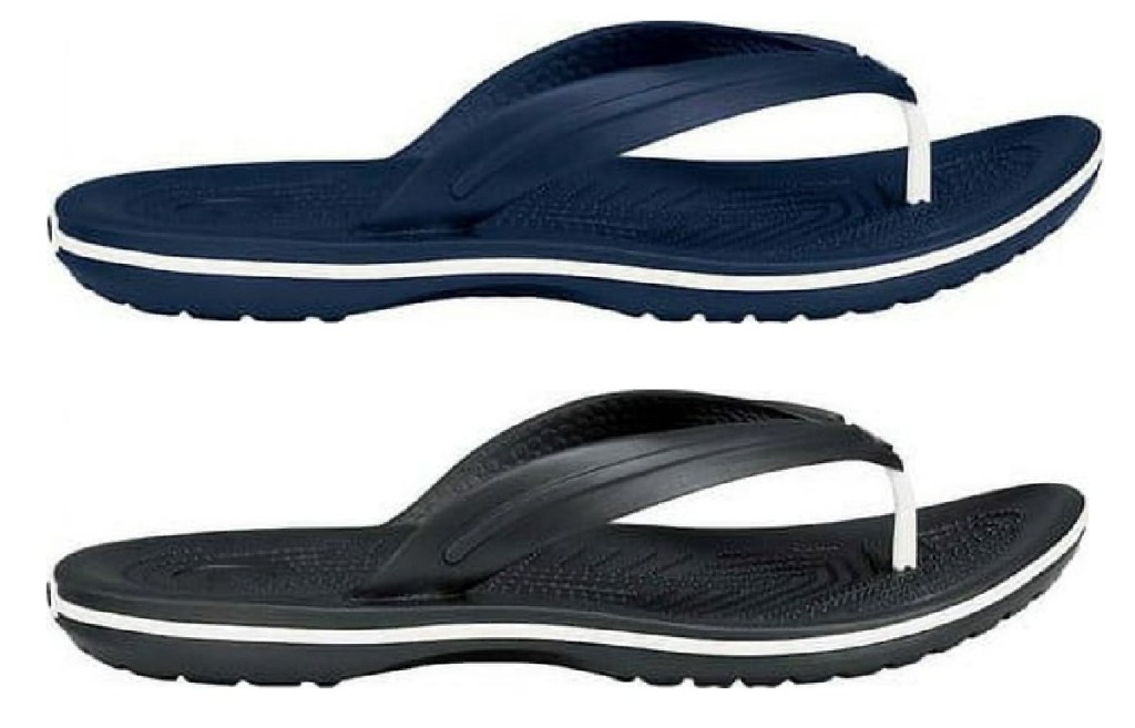 croc sandals in navy and black