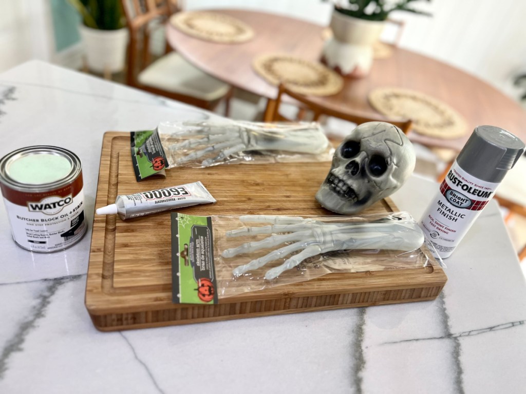 diy skeleton serving board supplies