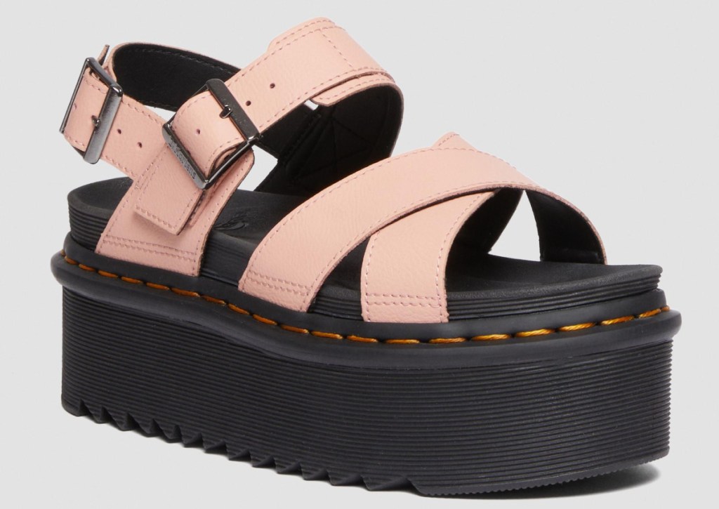 blush pink leather platform sandals