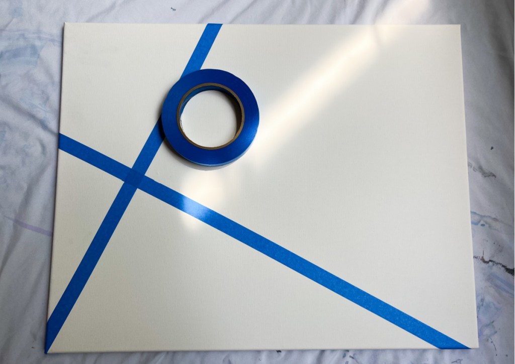 blue painters tape on canvas