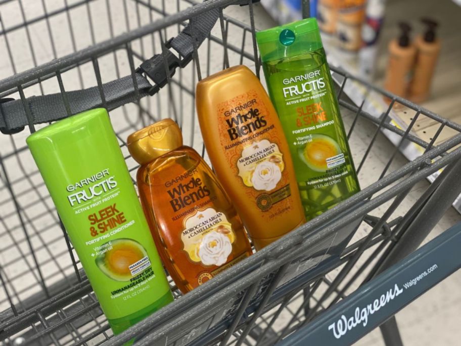 4 garnier hair care products in cart