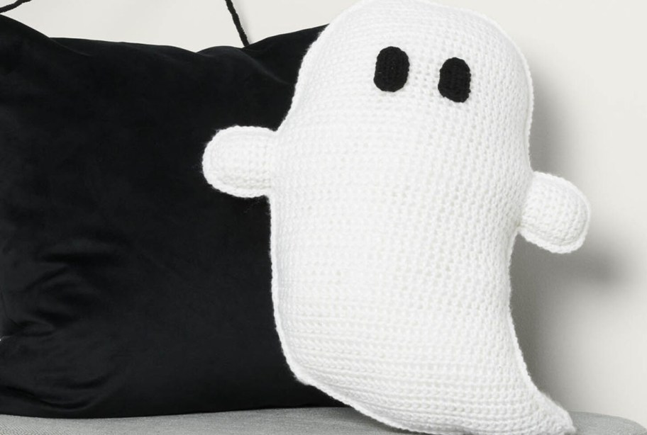 ghost crochet throw pillow