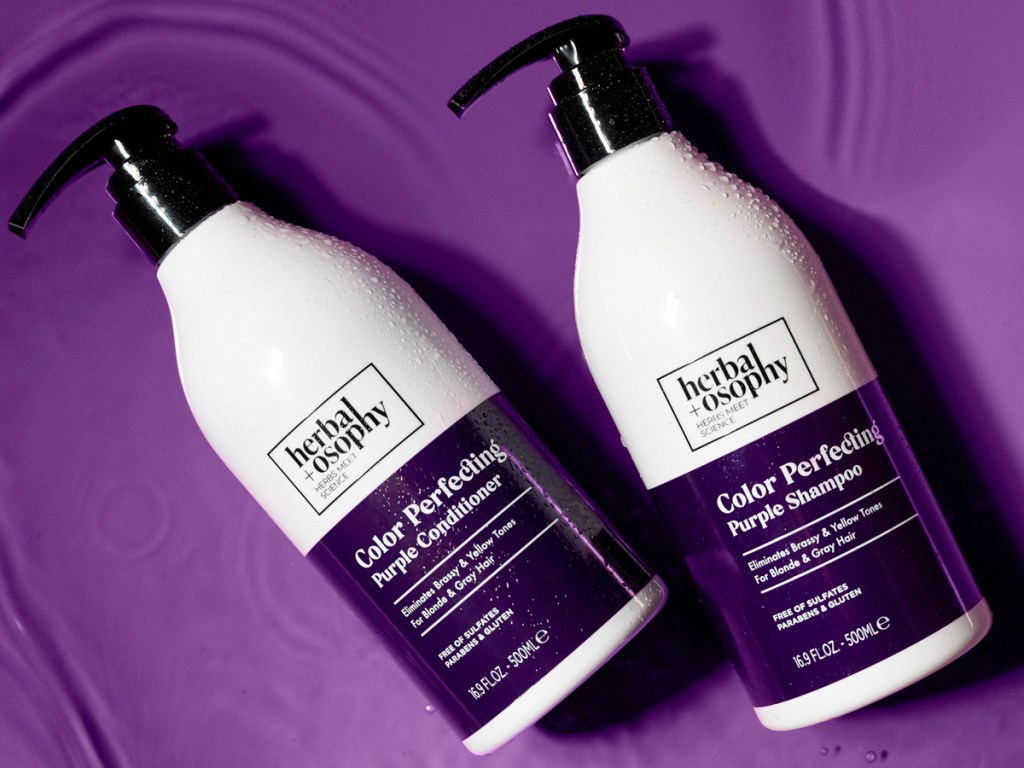 herbalosophy purple shampoo bottles