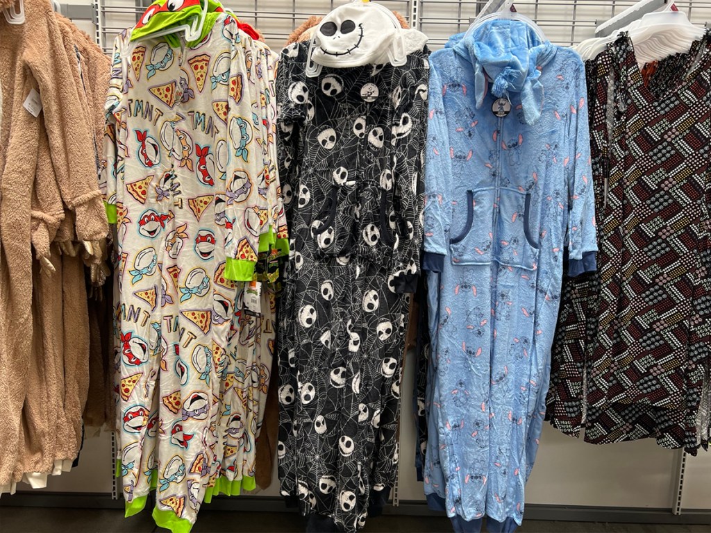 jack skellington onesie pajamas hanging in walmart