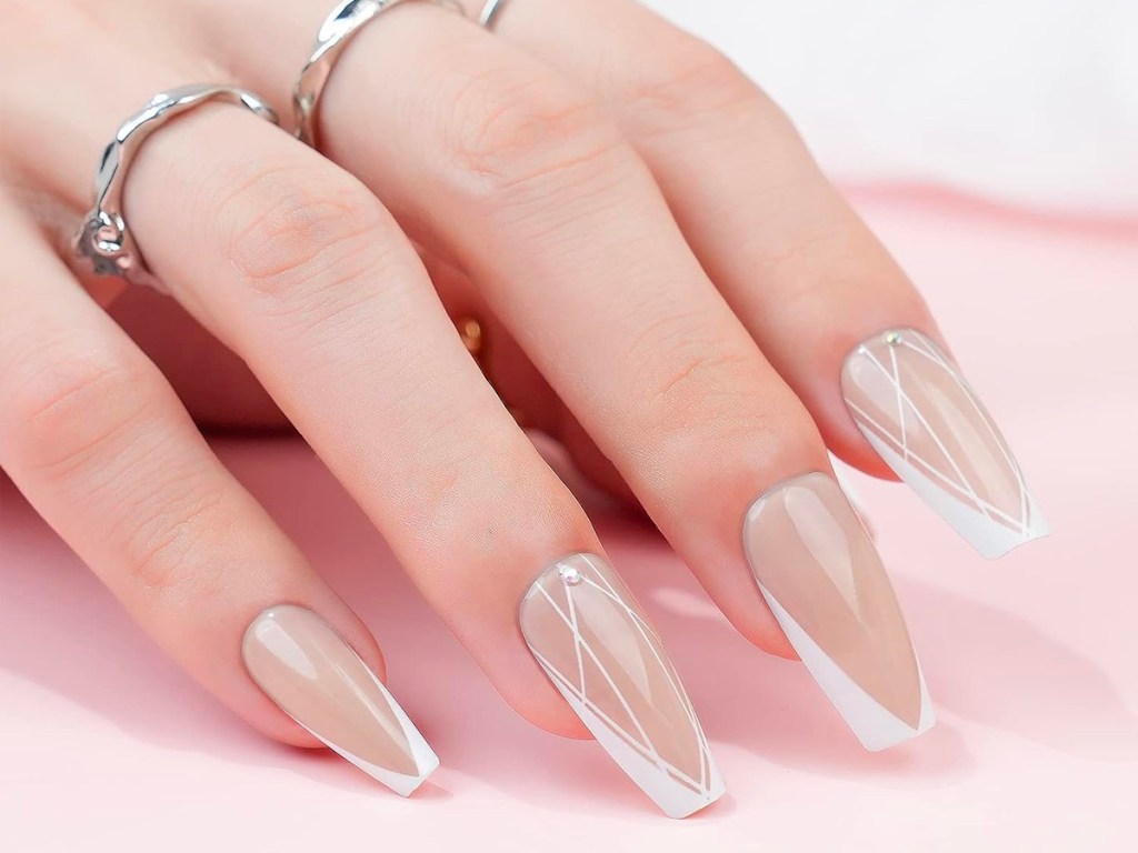 hand with french stripe nails