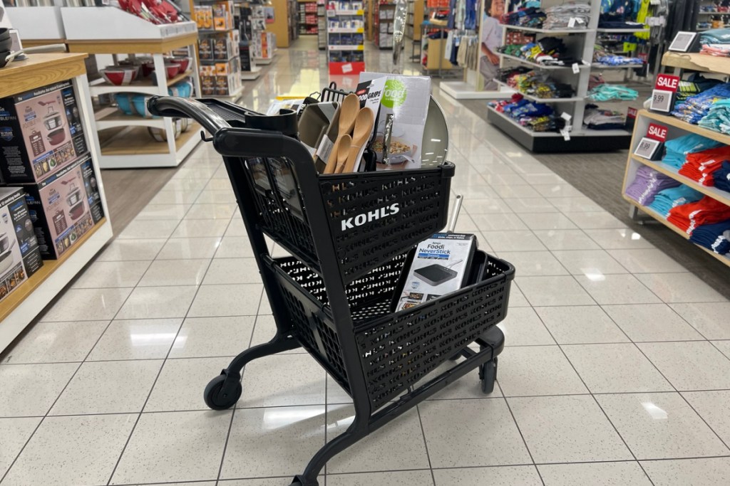 kitchen items in a kohl's cart