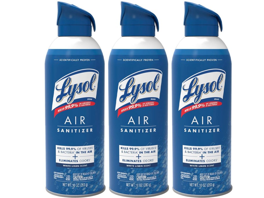 3 cans of lysol air sanitizer spray 