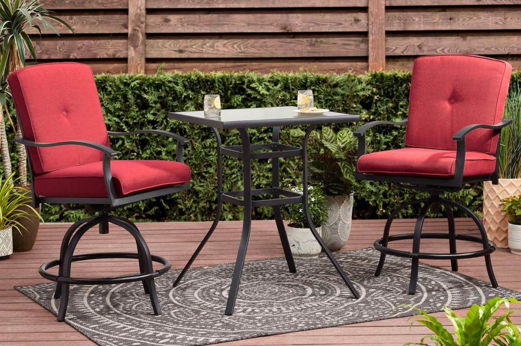 red and black 3 piece patio set