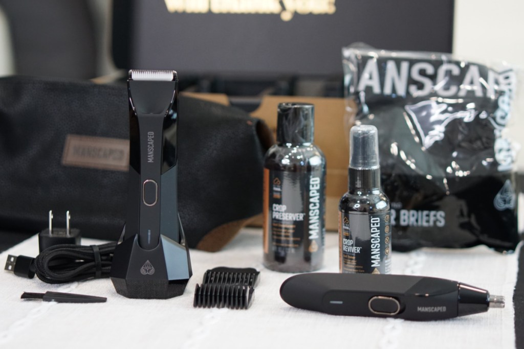 many manscaped products in front of box