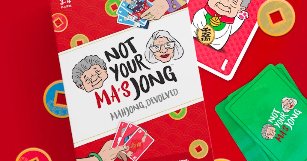 not your mas jong card game on table with pieces