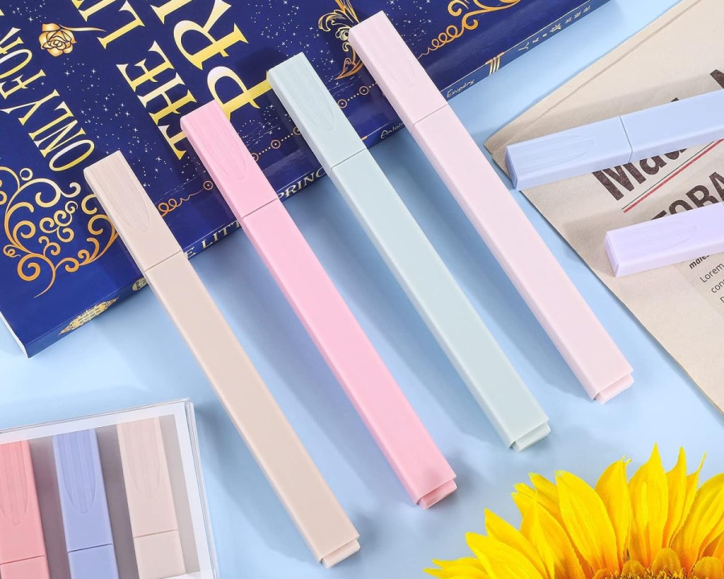 pastel highlighters in a row