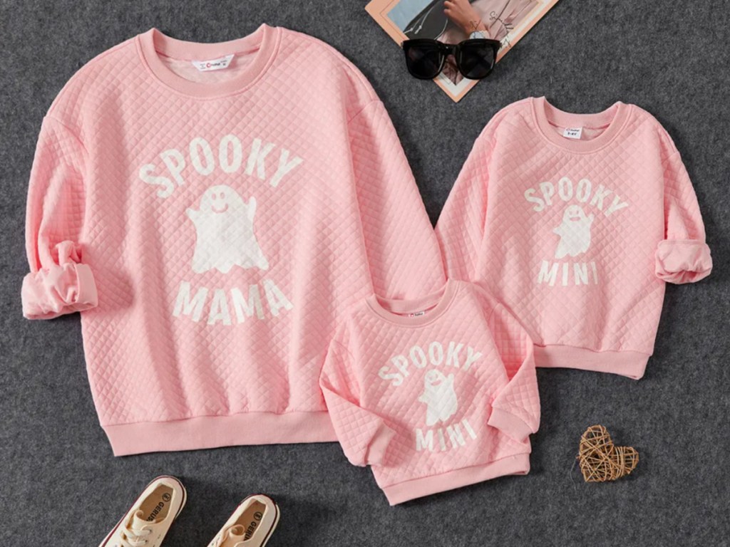 pink halloween ghost sweaters
