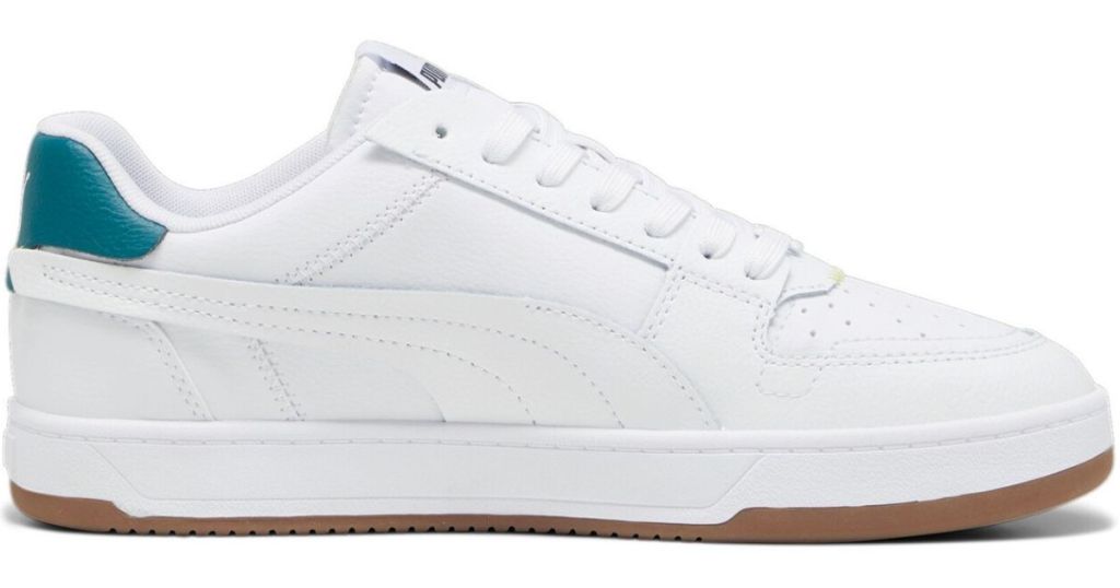 white and blue puma shoe