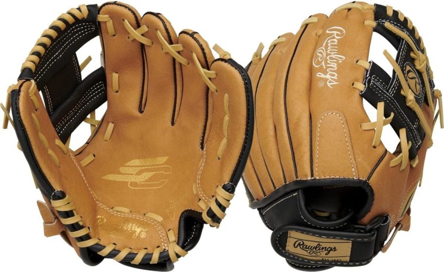 black and tan youth baseball glove stock image