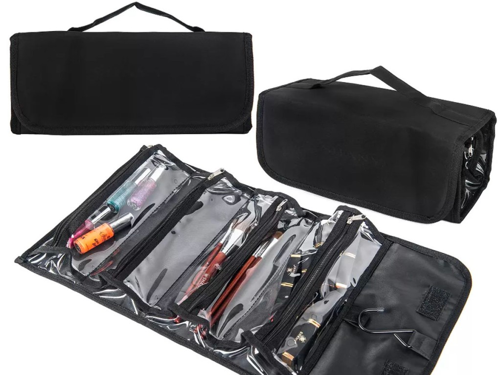 black and clear makeup bag