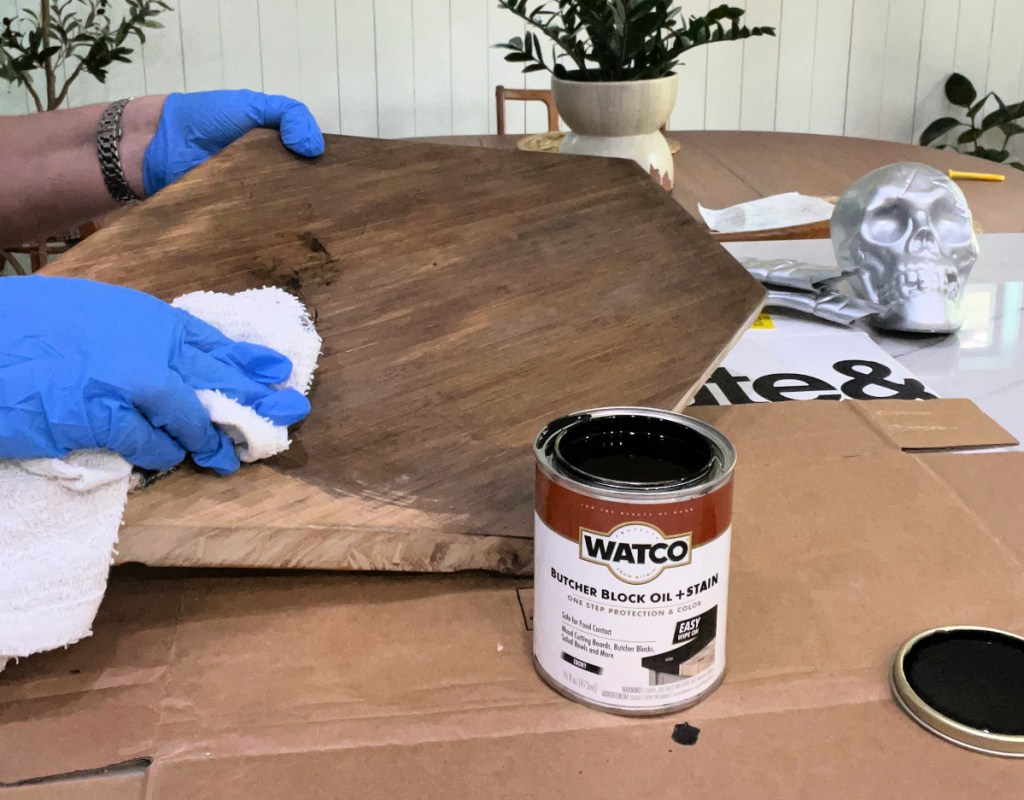 staining a wood shaped board