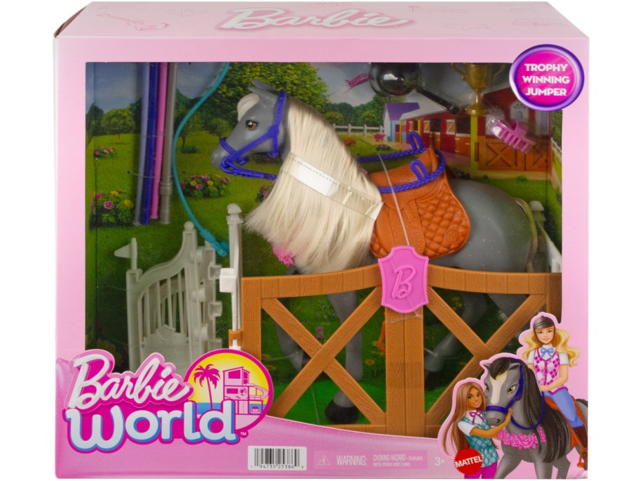 stock image of barbie hourse riding