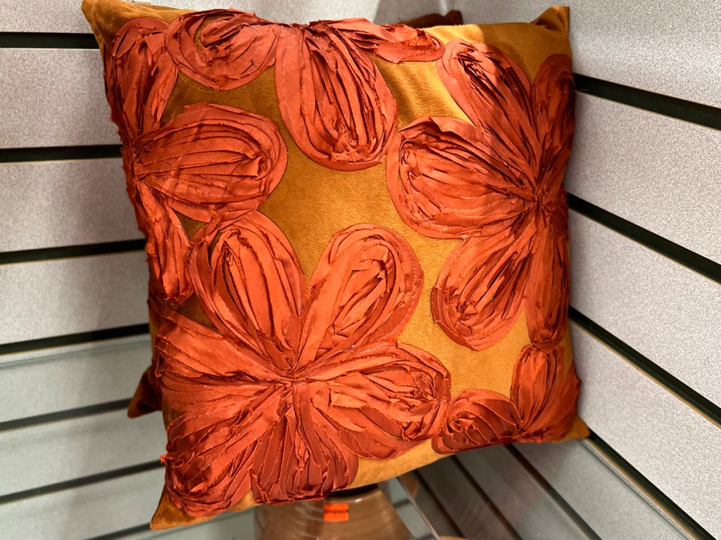 throw pillow orange with flowers
