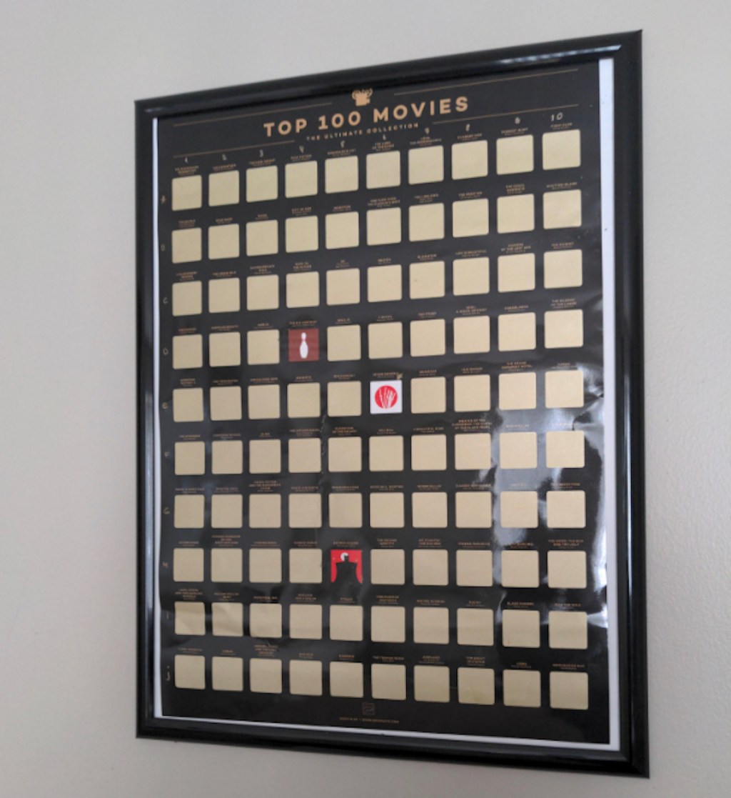 top 100 movies poster on wall