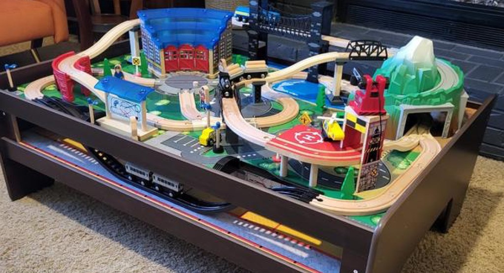 train table displayed in living room