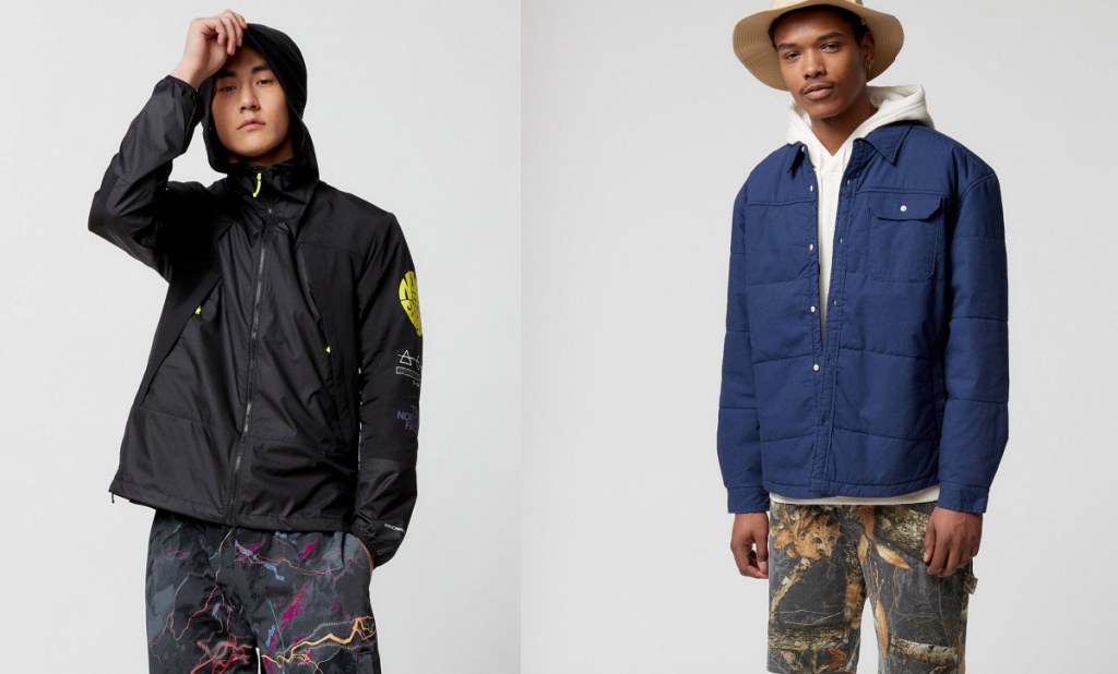 two-different-the-north-face-jackets-in-black-and-blue-on-models عروض سترة الوجه الشمالي للعائلة