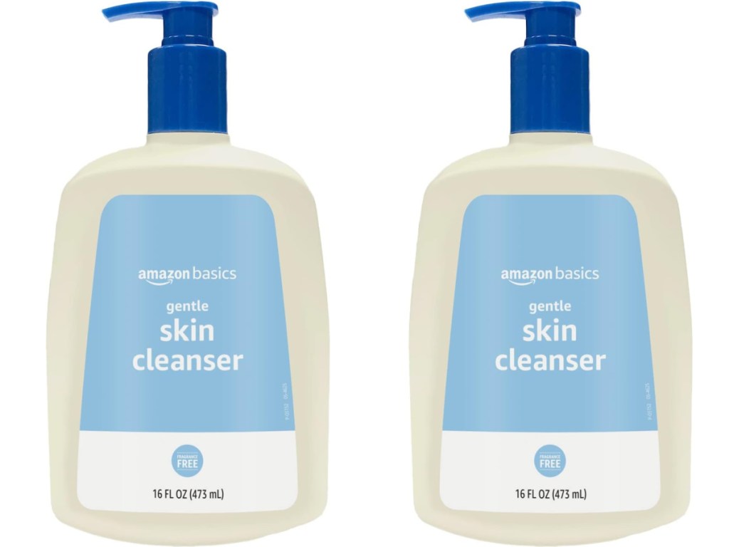 two stock images of Amazon Basics Gentle Skin Cleanser 16oz