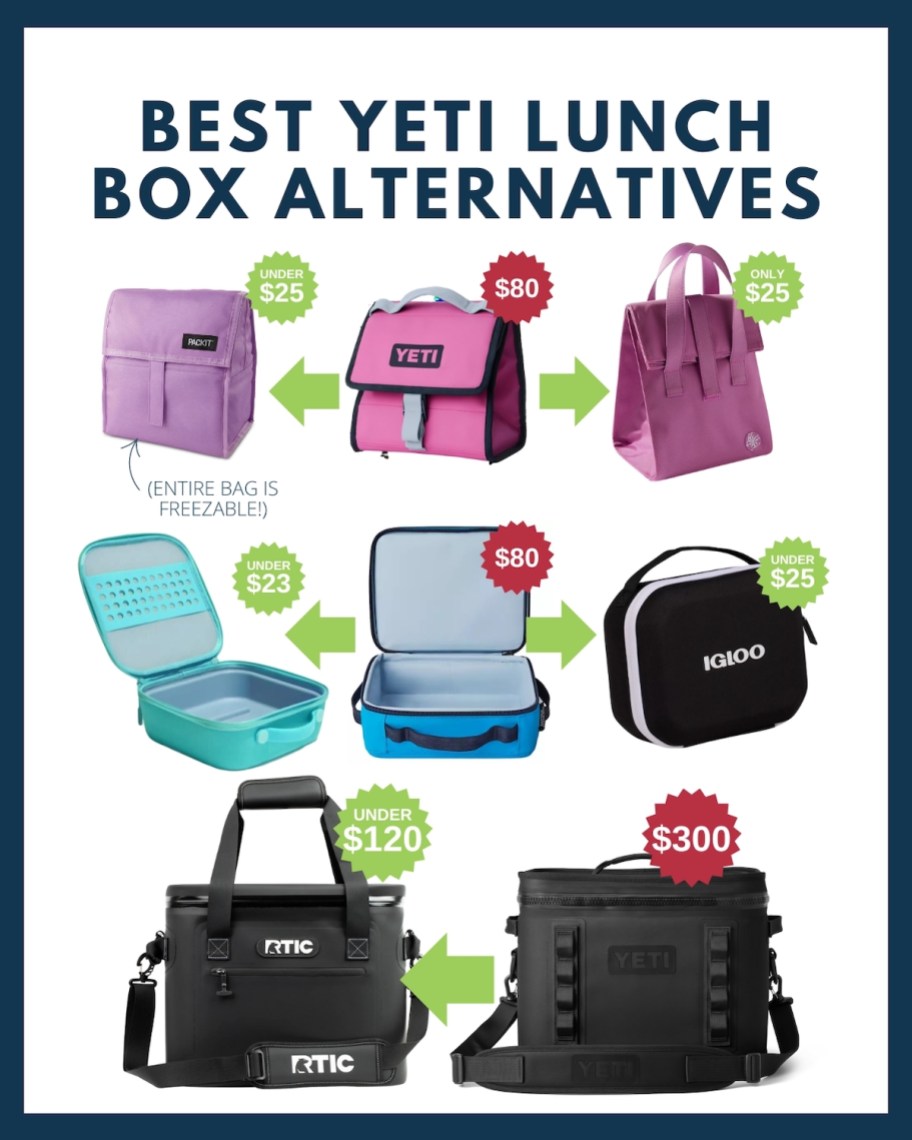 graphic collage of best yeti lunch box alternatives