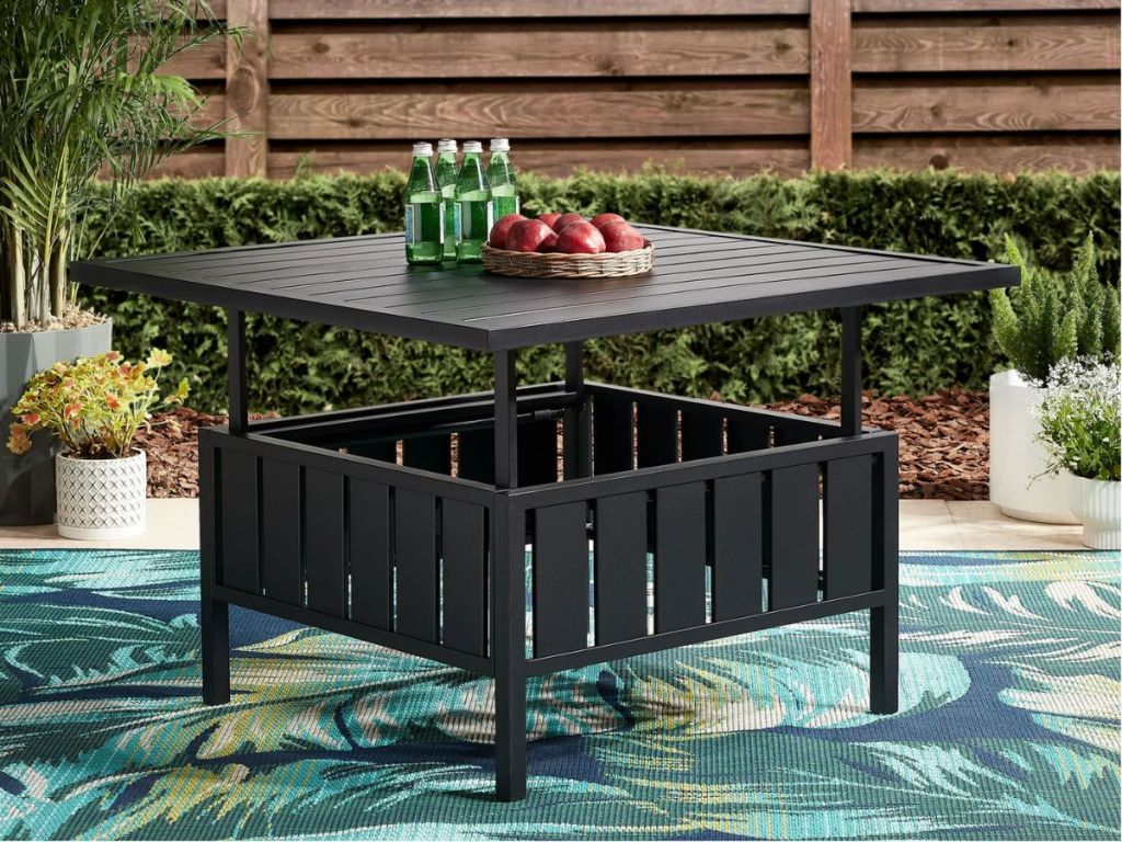Mainstays Asher Springs Adjustable Rectangular Steel Outdoor Table 
