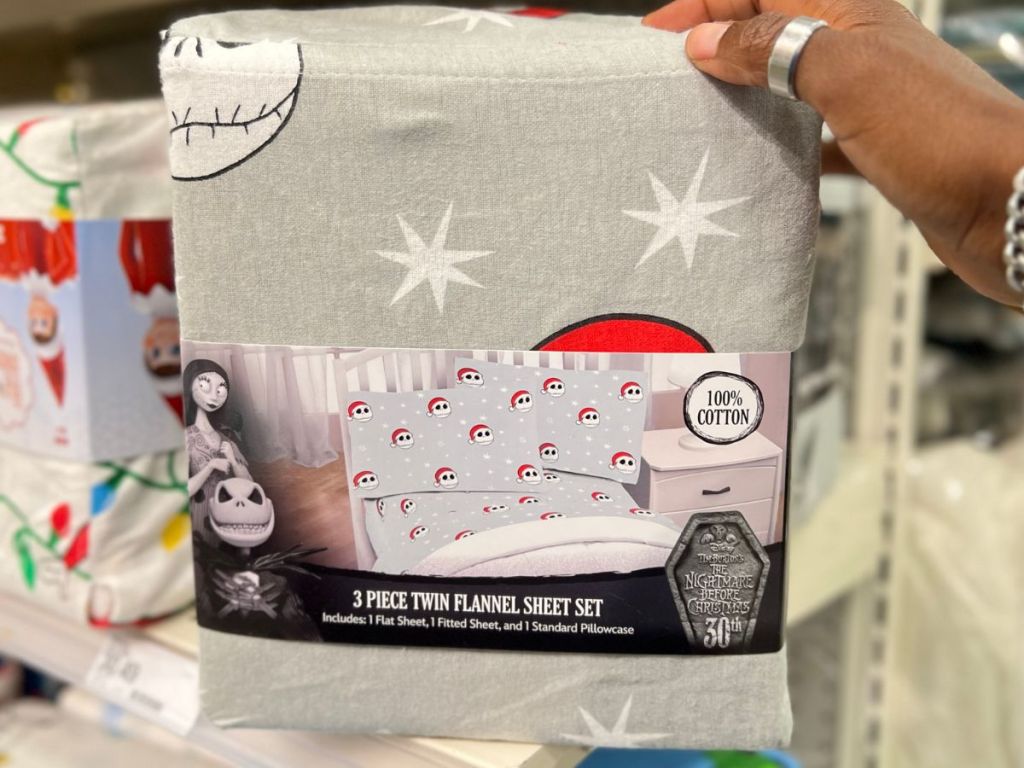 Twin Disney Nightmare Before Christmas Santa Claws Flannel Rotary Sheet Set at Target
