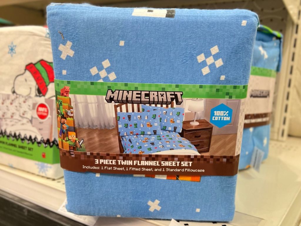 Twin Minecraft Snowflakes Mobs Flannel Sheet Set at Target